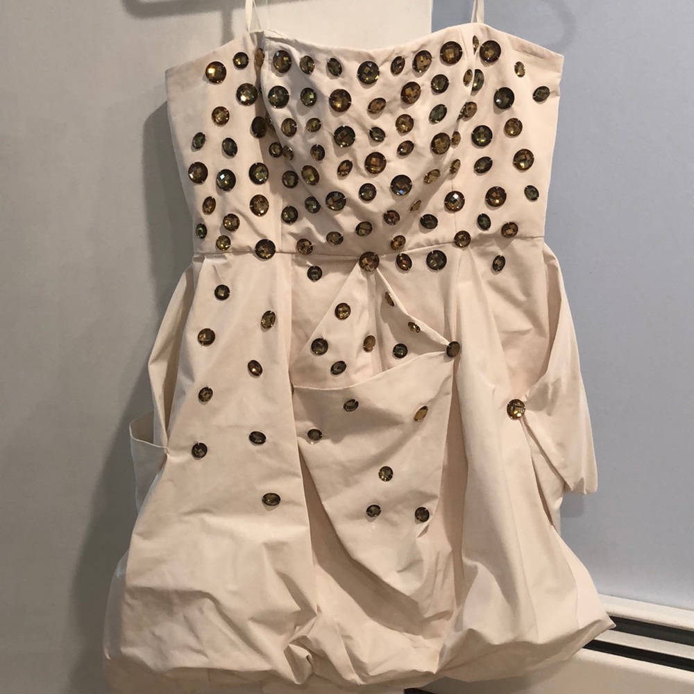 Cream BCBG jeweled strapless dress